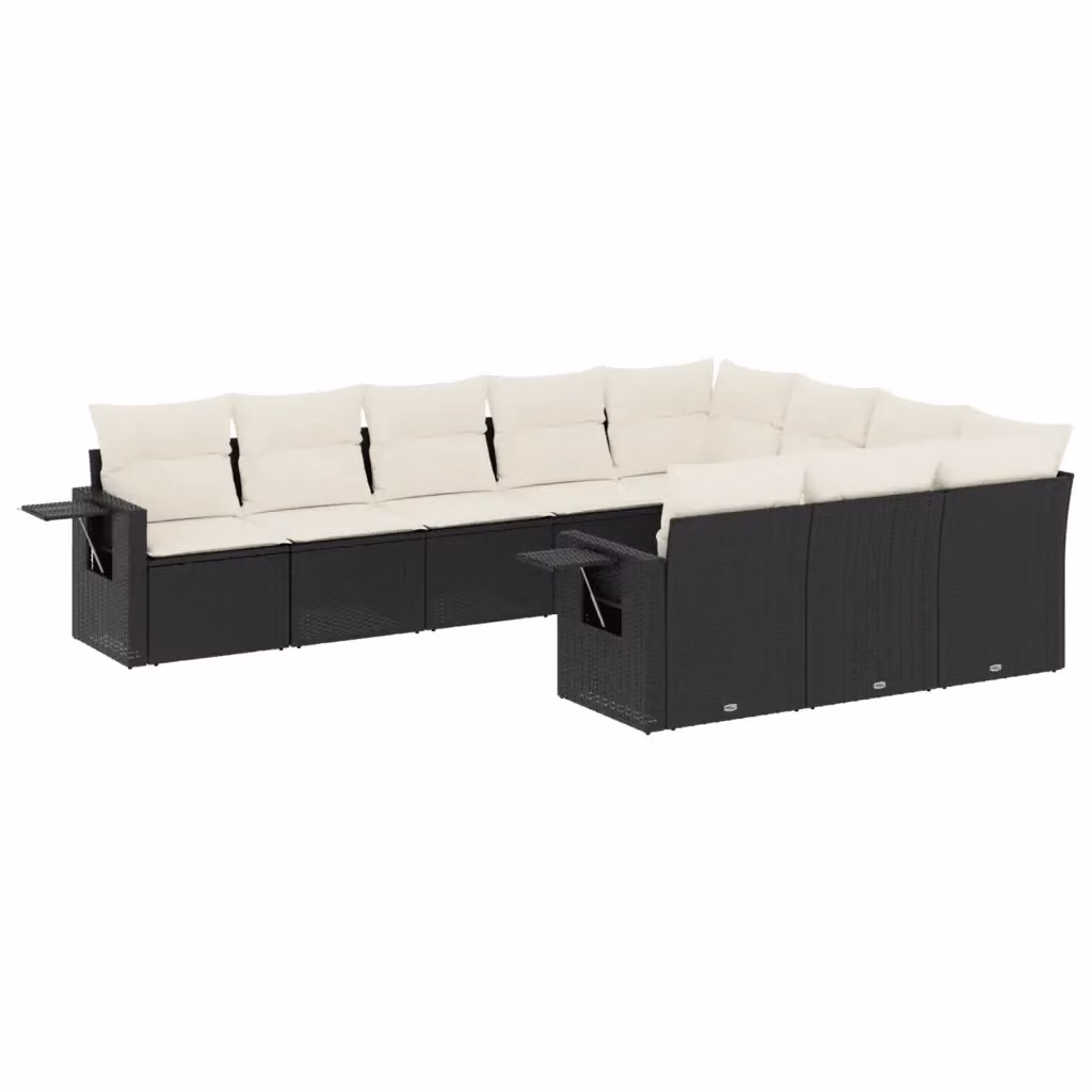 Set Divani da Giardino a L vidaXL in Polyrattan Nero con Cuscini e Struttura in Acciaio – 2