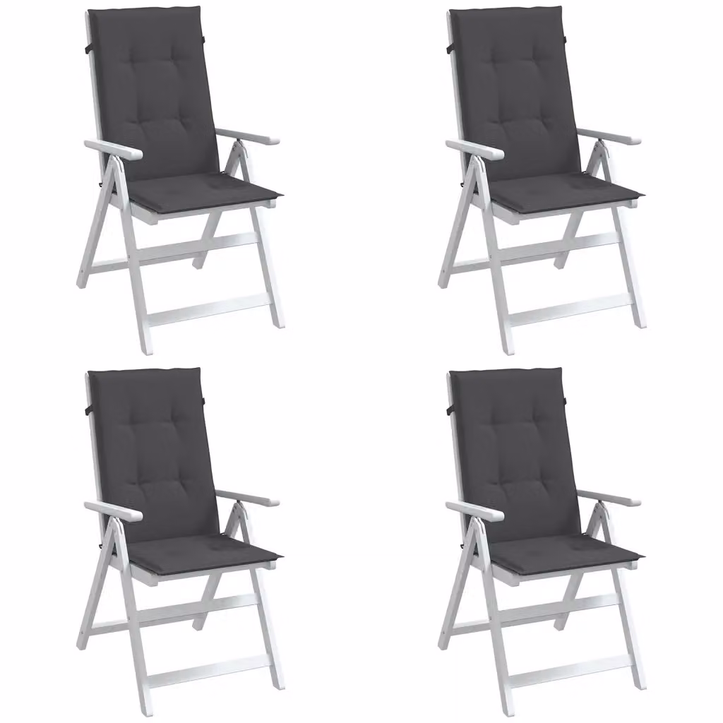 Set di 4 cuscini per schienale di sedia vidaXL in tessuto antracite mélange, resistenti ai raggi UV e antiscivolo, L 120 cm x P 50 cm x H 4 cm