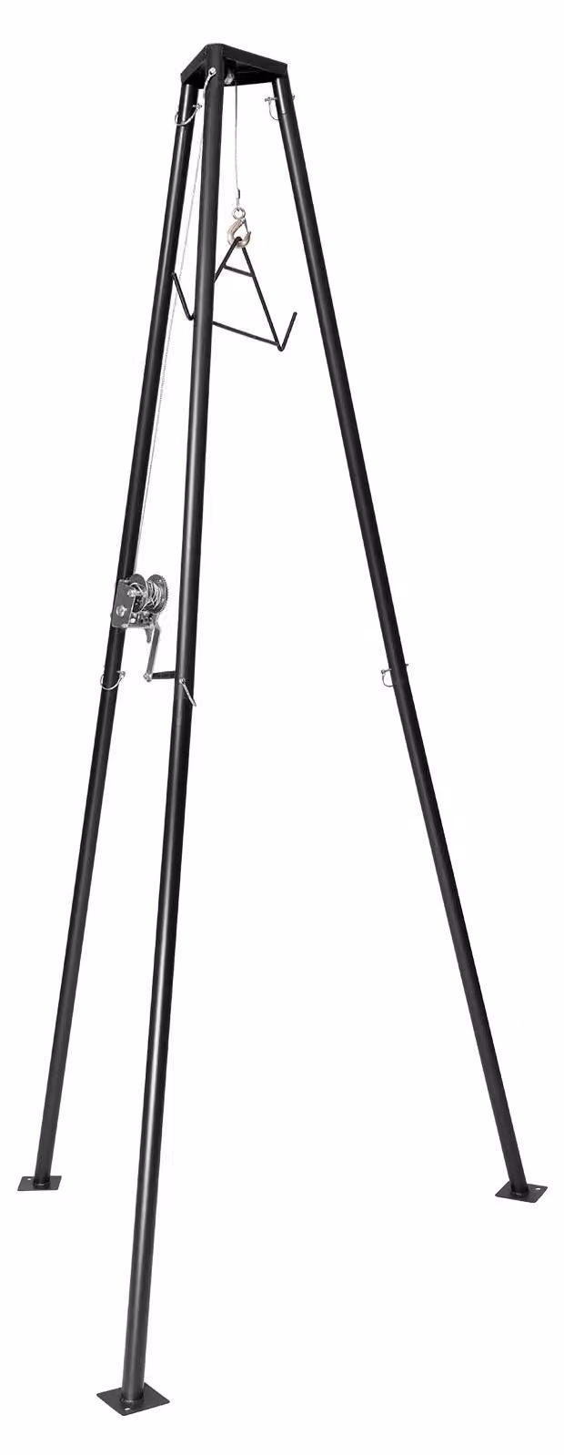 SucceBuy Appendiabiti per selvaggina con capacità di carico di 227 kg, paranco per selvaggina con verricello e gancio, accessori per la lavorazione e la pulizia della selvaggina, 1300 x 1100 x 2750 mm, nero