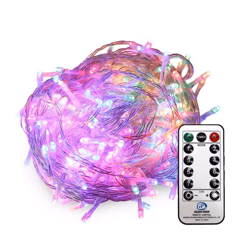Fata LED 480 LED Multicolore 38 m di cavo colore Trasparente Illuminazione decorativa con timer 8 programmi Dimmerabile