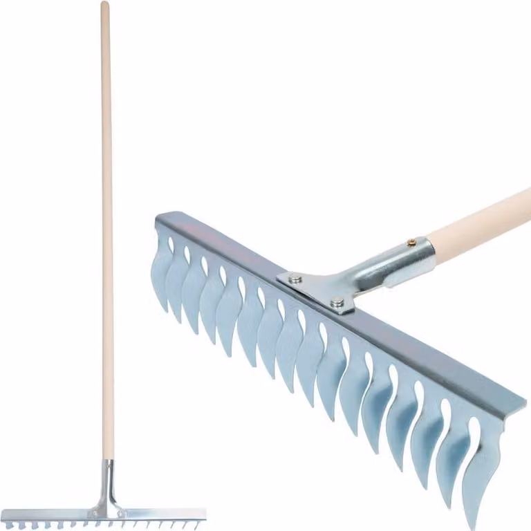 Rastrello per prato Strend Pro R108A.WH, 16 denti, aeratore, verticut, manico in legno
