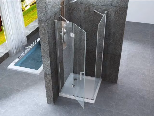 Box doccia con porta battente e lato fisso in cristallo 8mm trasparente PURA DUO 90 cm,90 cm,Flacone anticalcare incluso