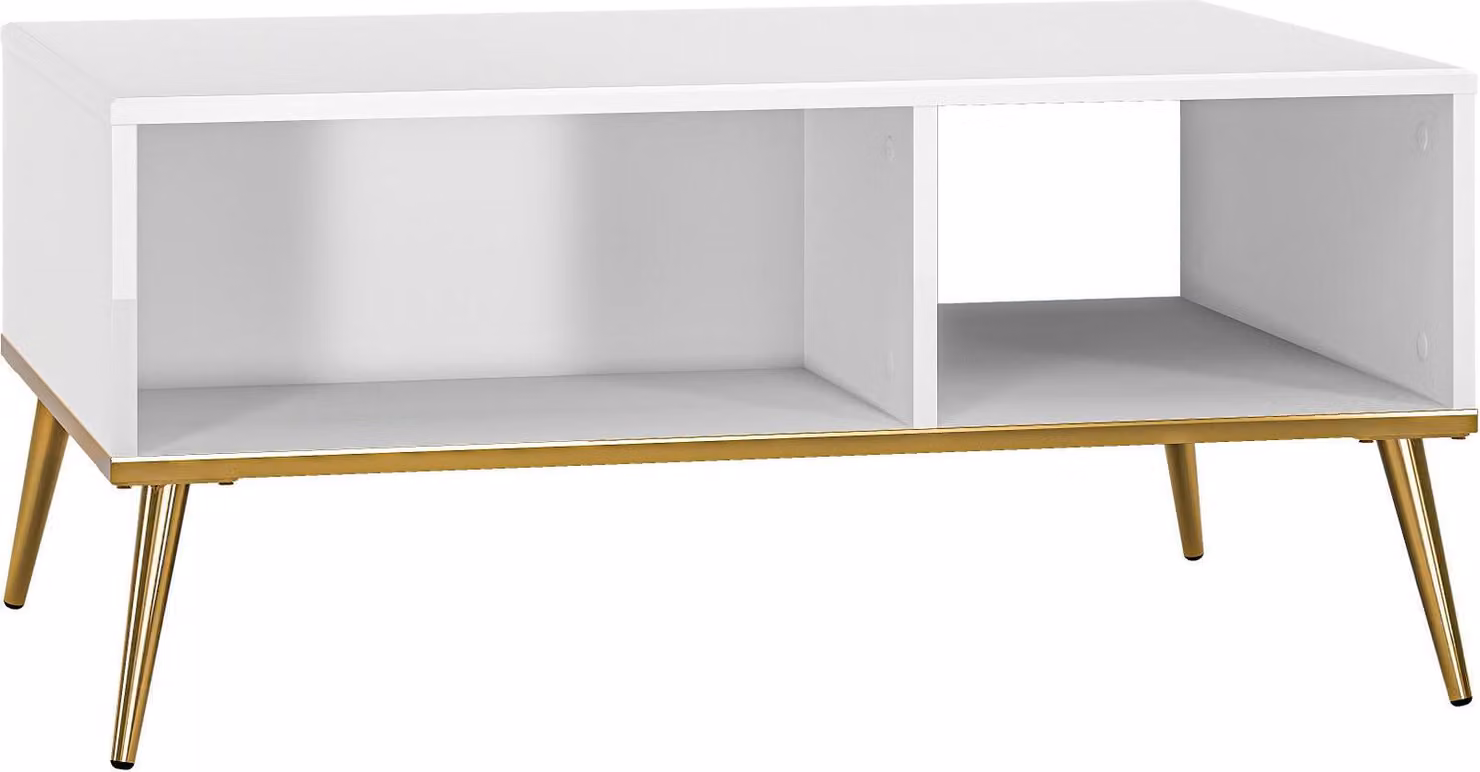 Tavolino da caffè FURNLUX Goldin Glossy Pure White And Gold 90cm / Colore principale: Bianco / Dimensioni: 90 x 42 x 60 cm