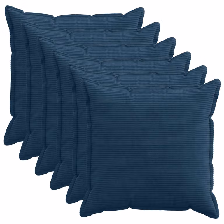 Set di 6 federe vidaXL HOUTEN in velluto a coste blu navy, L 60 x P 60 cm