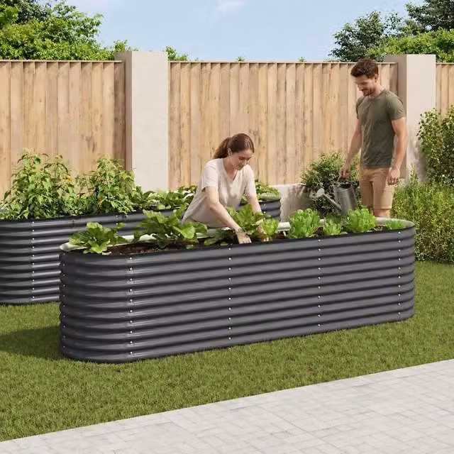 Garden Raised Bed 320x80x81 Cm Galvanized Steel Grey