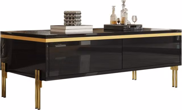 Tavolino da Salotto Moderno Lucido, 100x50x36 cm, Multifunzionale