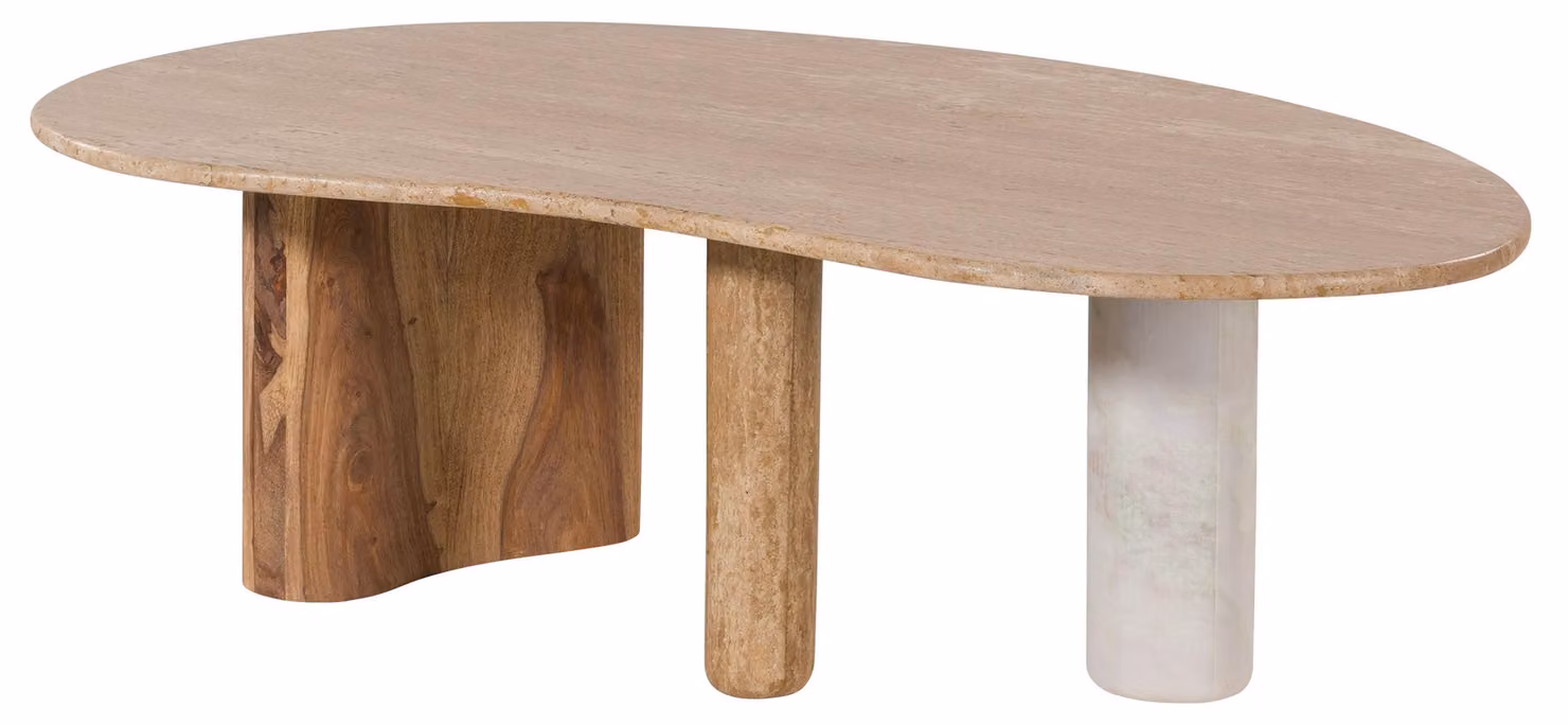 MASSIVMOEBEL24 | Tavolino da salotto in legno di Sheesham 100x65x31 naturale ORGANIC COLLECTION #31