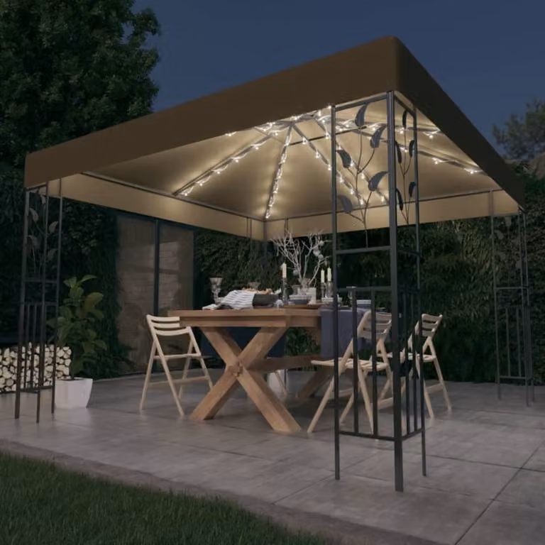 Il Padiglione Living Store con luci LED 3x3 m Taupe