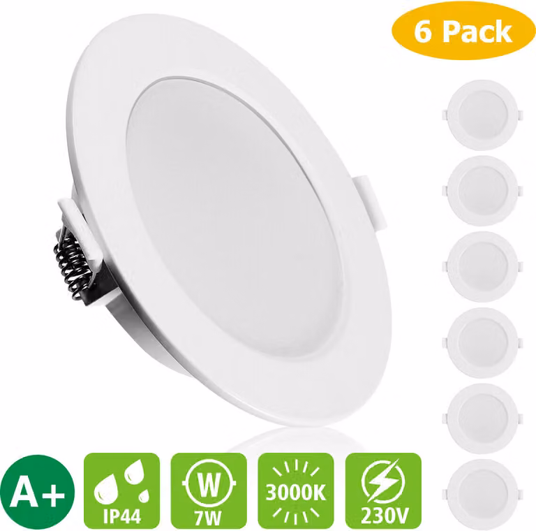 KINGSO 6Pcs AC230V 6W LED Luce da incasso a soffitto Faretto ultra sottile Downlights per bagno Soggiorno Cucina