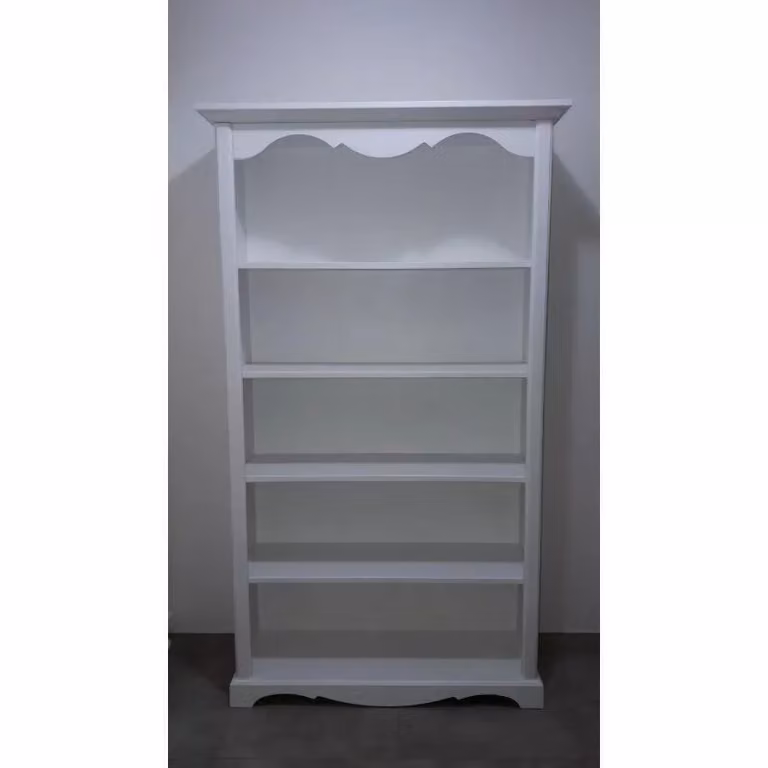 Libreria classica in legno di pino con 5 ripiani bianco opaco Mobili 2G L/P/H: 120 x 40 x 210 cm