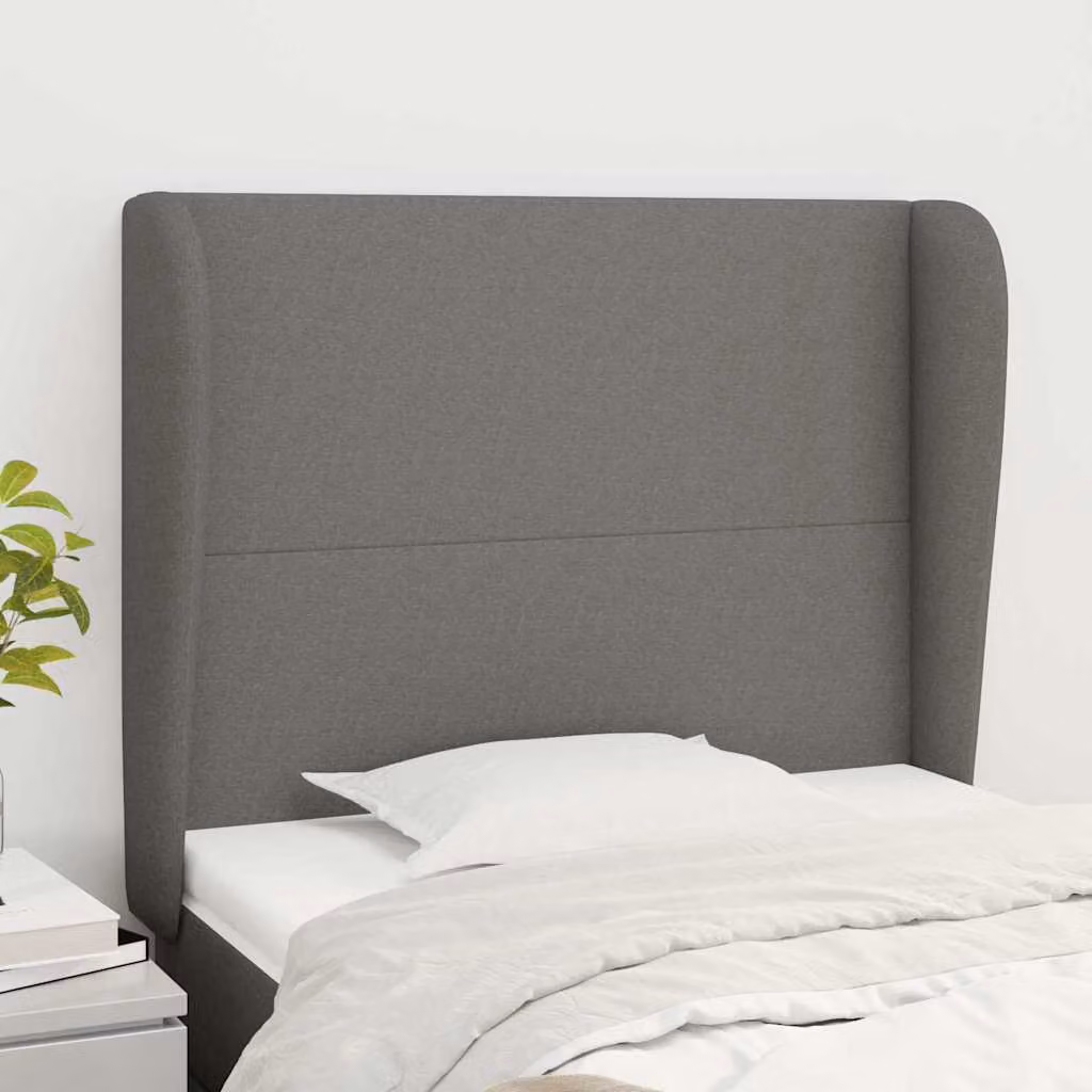 Testiera ad orecchio vidaXL in tessuto grigio con struttura in legno L: 83 cm, P: 23 cm, H: 118-128 cm