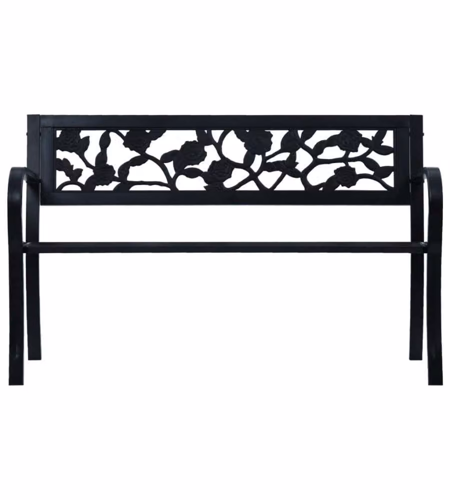 Panchina da Giardino 125 cm Nera in Acciaio  47942