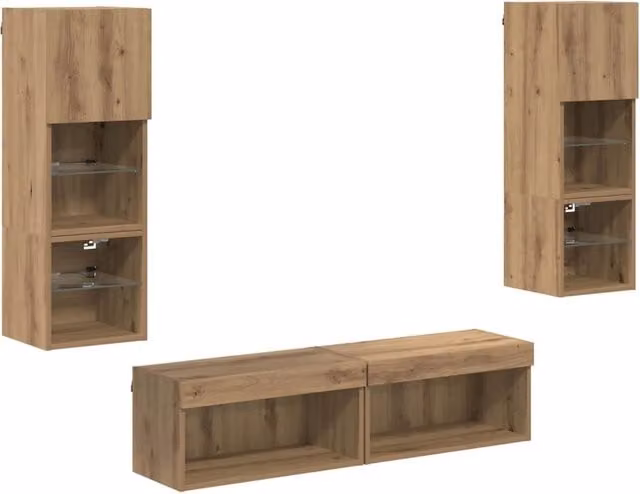 Unit¨¤ TV da Parete 6 pz | Armadietto TV | Mobile Porta TV Rovere artigianale Legno multistrato