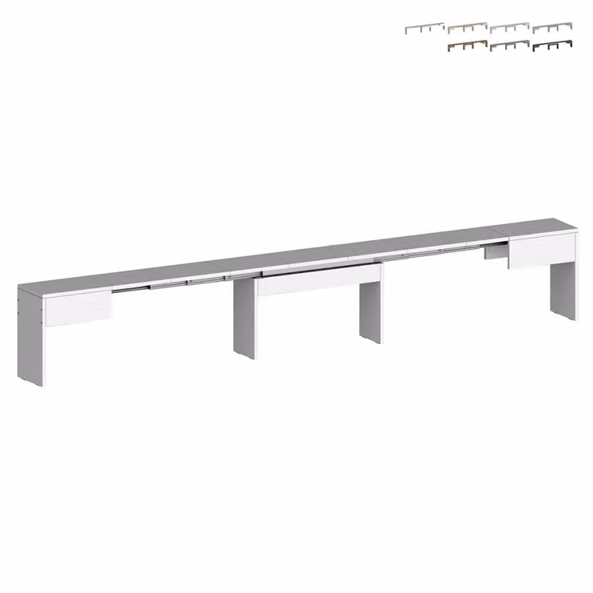Panca allungabile per tavolo da pranzo 66-290 cm Pratika B - Bianco lucido