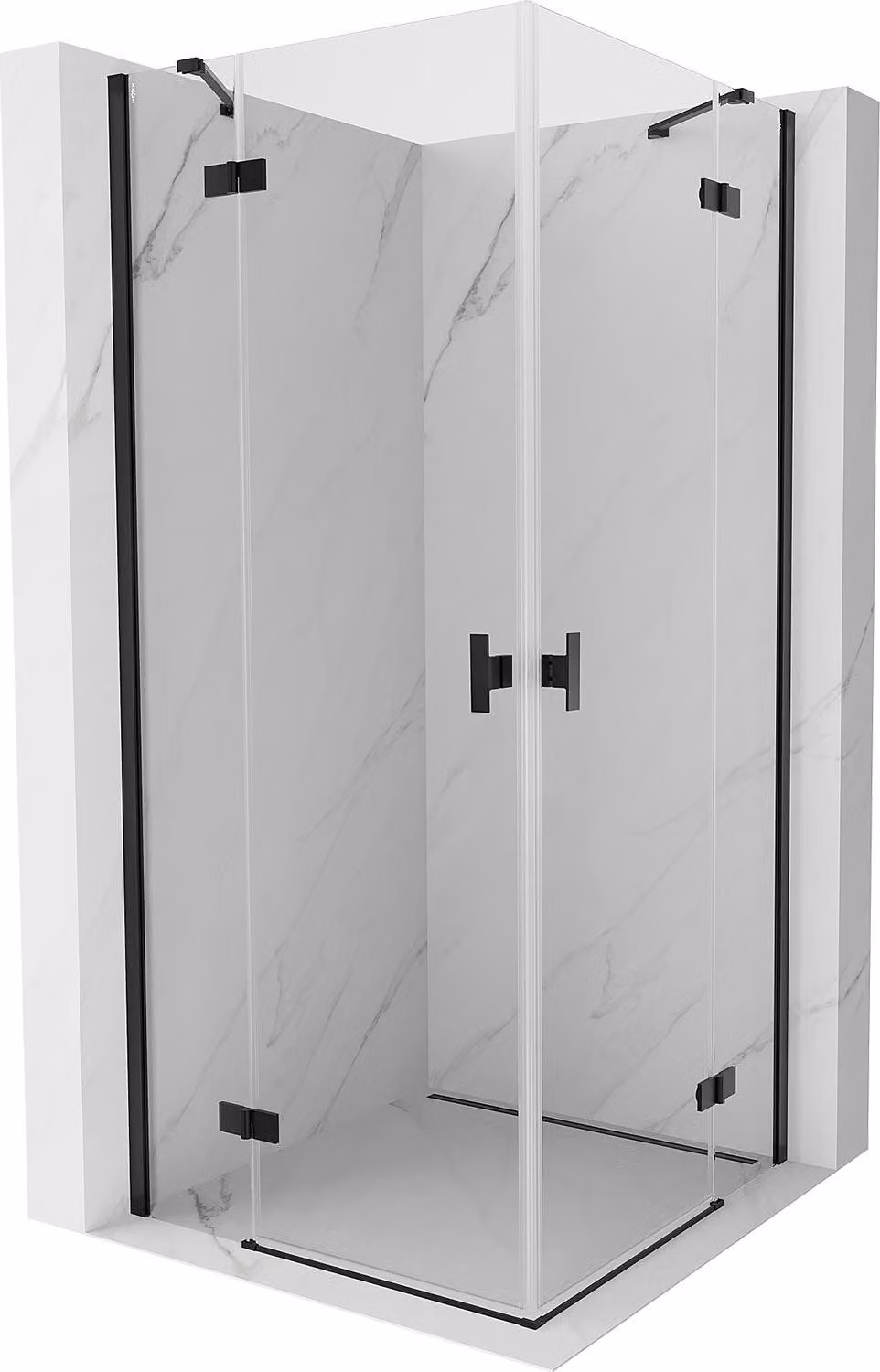 Mexen Mist-H Duo cabina doccia a battente 85 x 85 cm, trasparente, nera - 8A5-085L-085P-70-00
