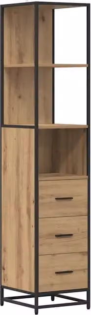 Armadio da bagno moderno DESIGN IN in legno di rovere marrone con ante a battente e cassetti interni, L/P/H: 76 x 37,5 x 166 cm