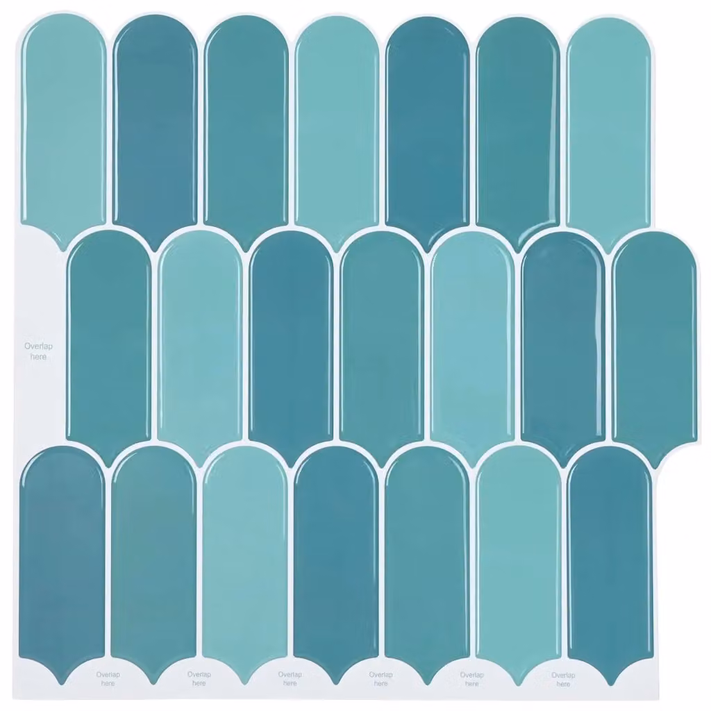 Set di 50 piastrelle Piuma blu in poliuretano e PET CFW7737425, dimensioni 30 x 30 cm – 2