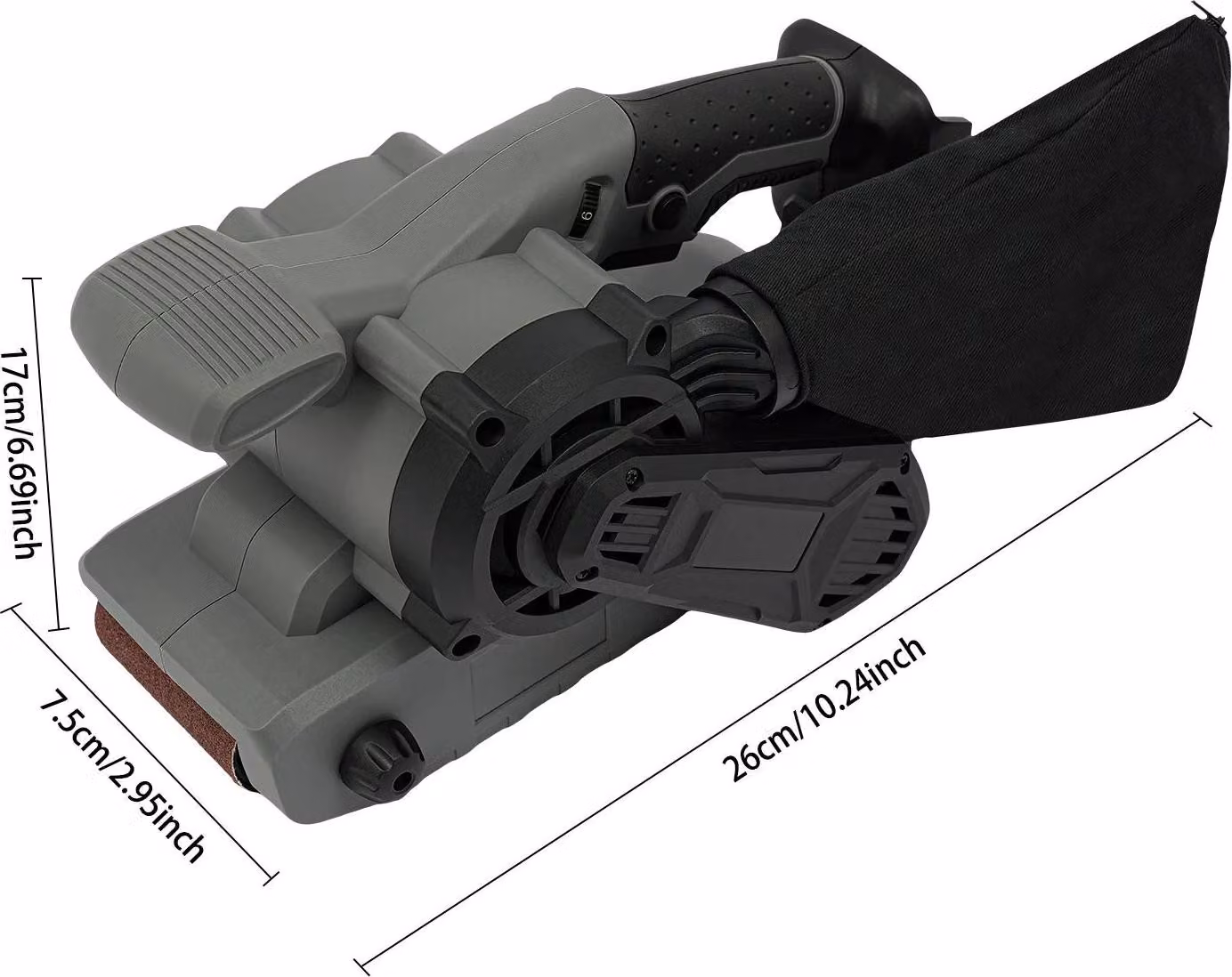 Levigatrice a nastro - Batteria da 20 V - Motore brushless - 6 livelli di velocità - Nastro abrasivo 76x533 mm - Per legno e metallo - 2,15 kg