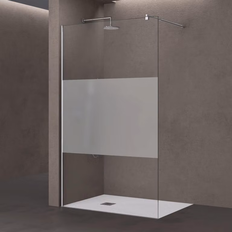 doporro Box Doccia Walk-In 120x200cm, Parete Doccia in Vetro Parzialmente Smerigliato 8mm Braccio di Sostegno 70-120cm Vetro di Sicurezza ESG con Rivestimento Nano BRAM1 Bremen01MS