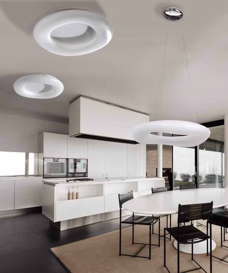 Apparecchio a sospensione LED Forma geometrica a ciambella, Variante: Ø 600 x 1200 x 600 mm, 84 W, 7140 lm