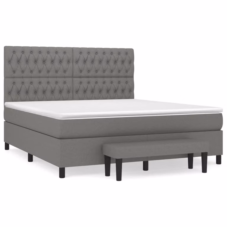 Giroletto a Molle con Materasso Grigio Scuro 180x200 cm Tessuto