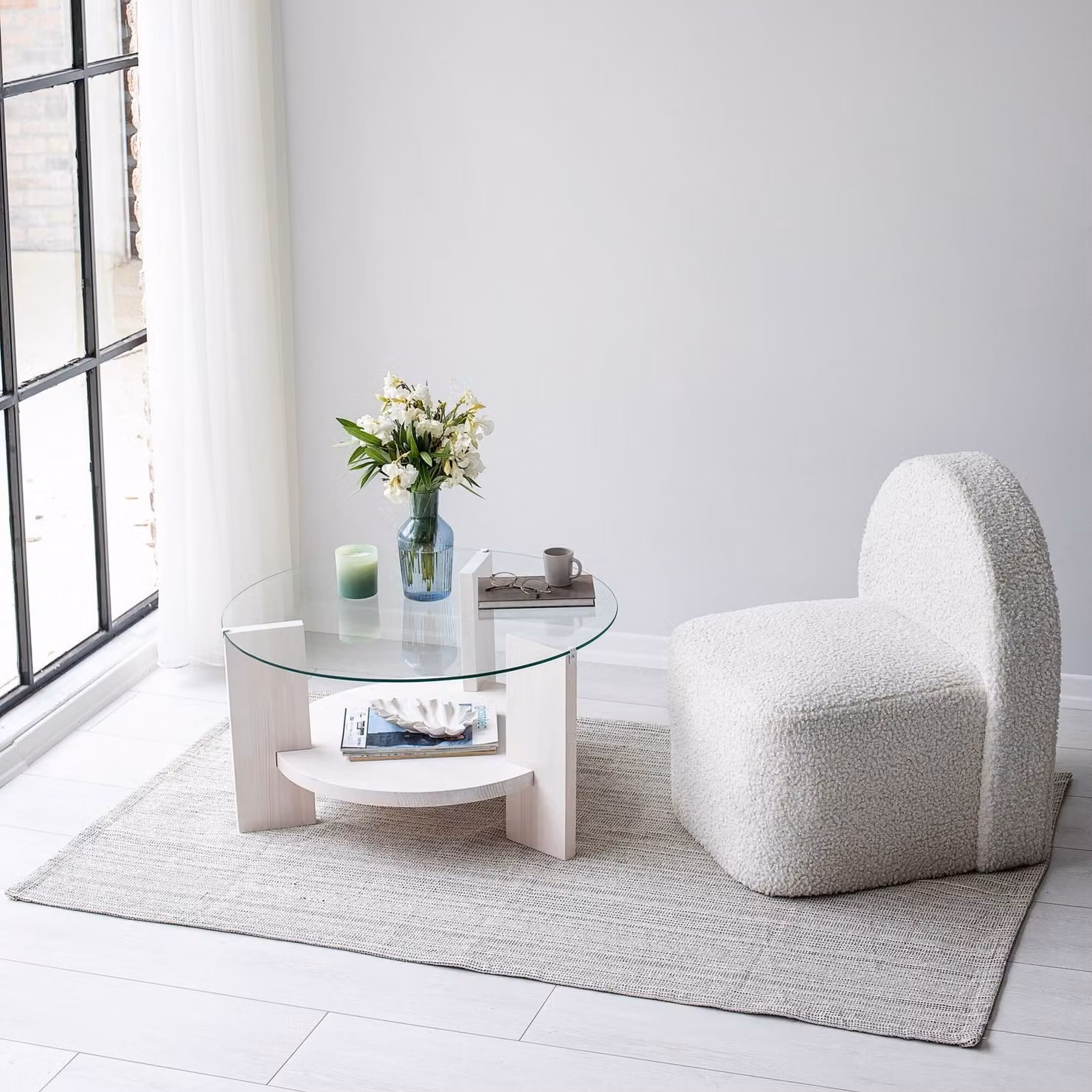 Skye Decor, Mahal - White, tavolini, bianco, vetro, 75 x 40 x 75 cm