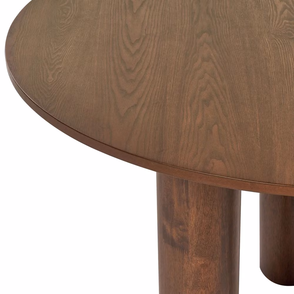 Tavolo da pranzo rotondo BELIANI in legno di frassino e gomma marrone con piano in MDF laminato, stile rustico moderno, Diametro: 120 cm, Altezza: 76 cm – 2