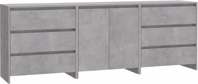Credenze 3 pz | Madia | Buffet da pranzo | Armadio da pranzo Grigio Cemento in Legno Multistrato