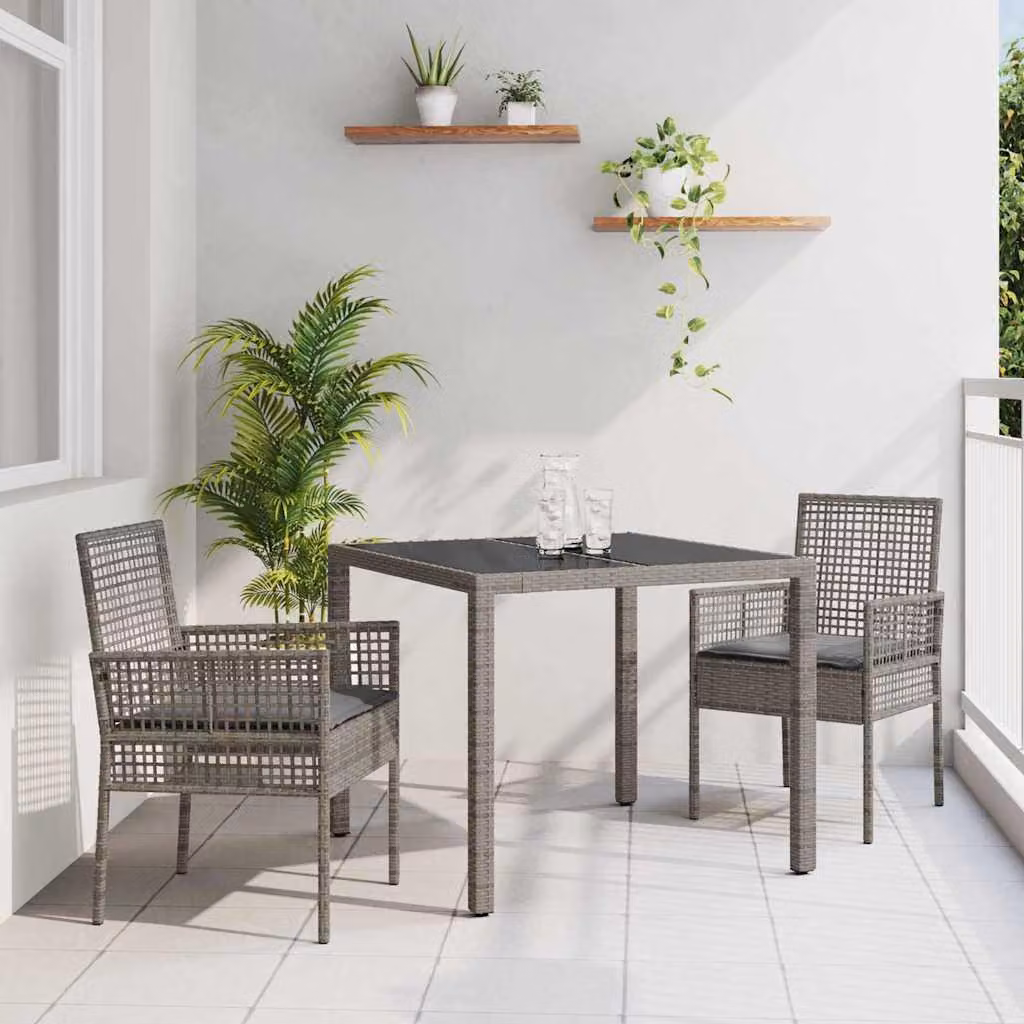 Maison Exclusive - Set da Pranzo per Giardino 3 pcs Grigio polyrattan