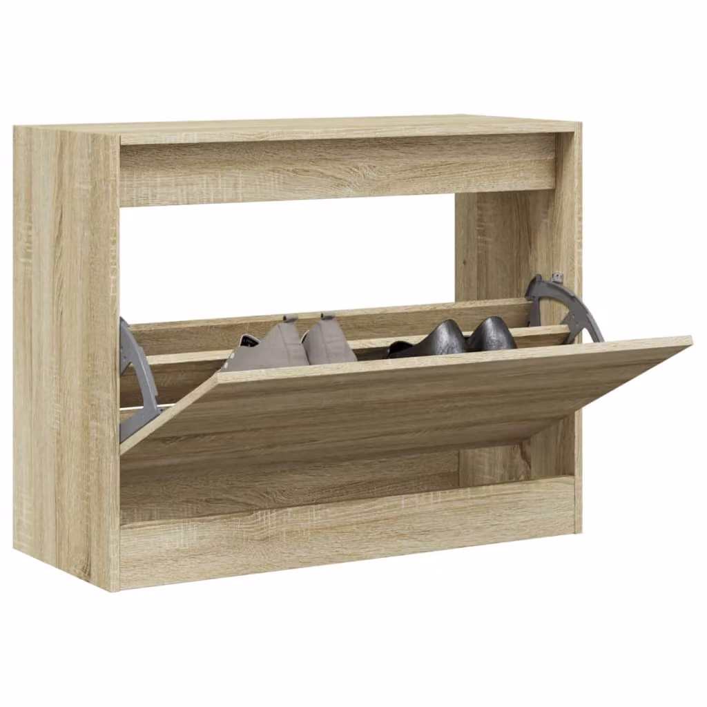 Scarpiera moderna a parete vidaXL in legno color rovere, L 80 cm x P 34 cm x H 63 cm