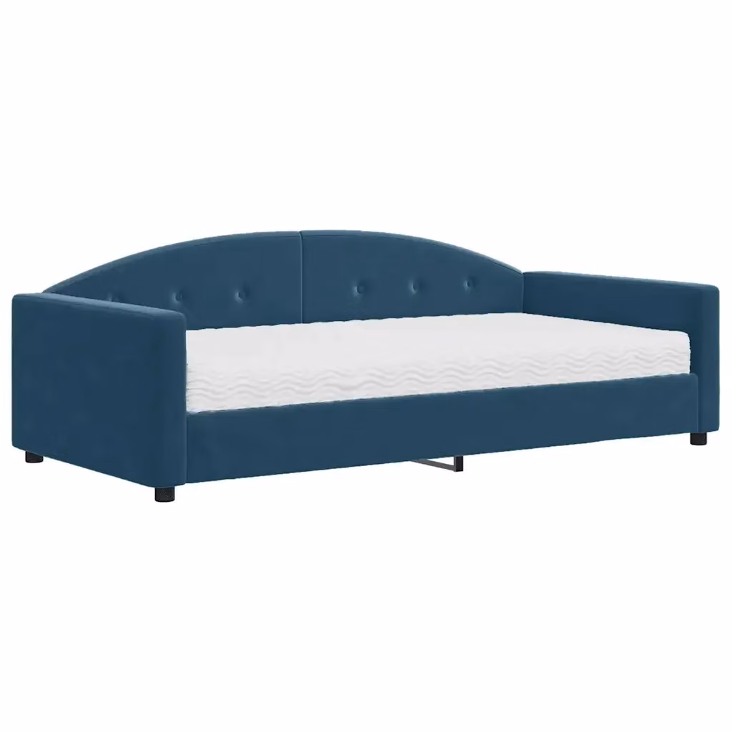 Divano Letto Moderno vidaXL in Velluto Blu con Materasso in Schiuma L/P/H: 222 x 110 x 75 cm – 2