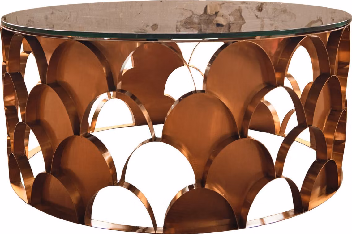 KAWOLA tavolino MEDINA tavolo in vetro con cornice oro rosé