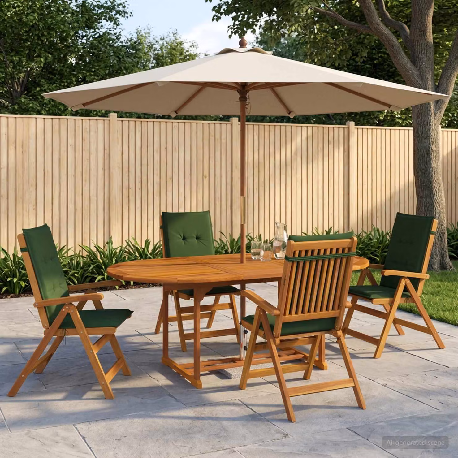 Set da pranzo da giardino vidaXL in legno di acacia naturale composto da 5 pezzi