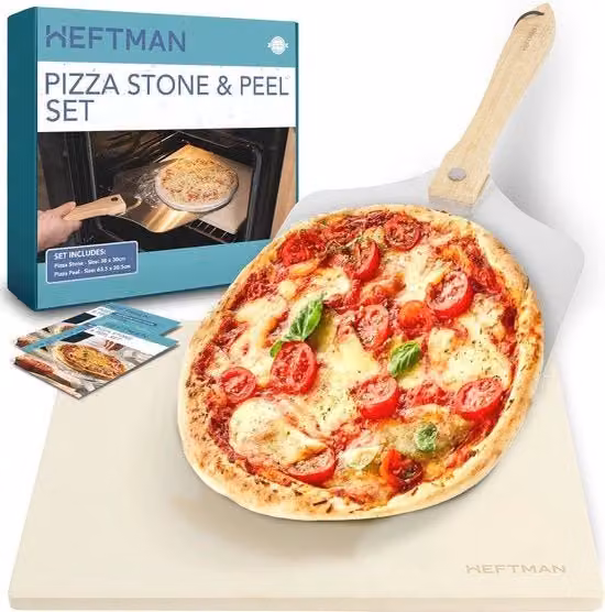 Set per pizzastecchi e pizzaschep per forno e griglia - Pietra cordierite per pizza, pane e biscotti perfetti