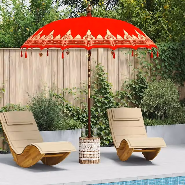 Ombrello balinese con base Rosso 215 x 215 x 260 cm 3356899