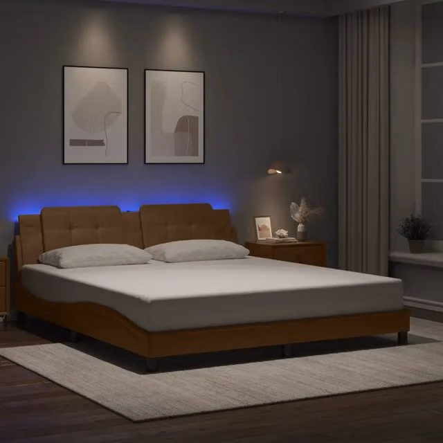 Giroletto Zadar vidaXL con LED e porta USB, colore marrone, L/P: 180 x 200 cm