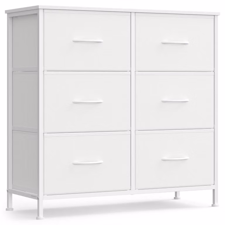 SONGMICS: Comodino con 6 cassetti, mobile contenitore, design moderno