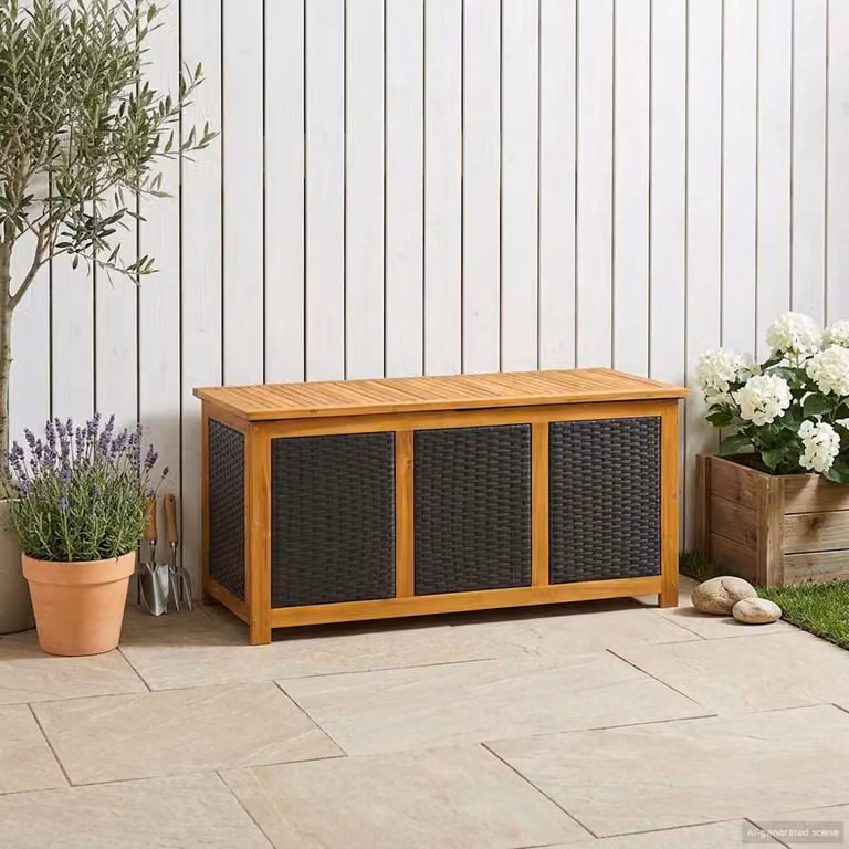 vidaXL Scatola di Stoccaggio per Giardino in Legno di Acacia Rustico Marrone e Nero