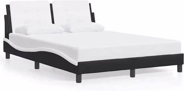 Letto matrimoniale Zadar in similpelle nero e bianco L/P/H: 120 x 200 cm – 1