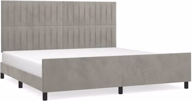 Letto matrimoniale | Letto per adulti | Giroletto senza Materasso Grigio Chiaro 200x200 cm Velluto