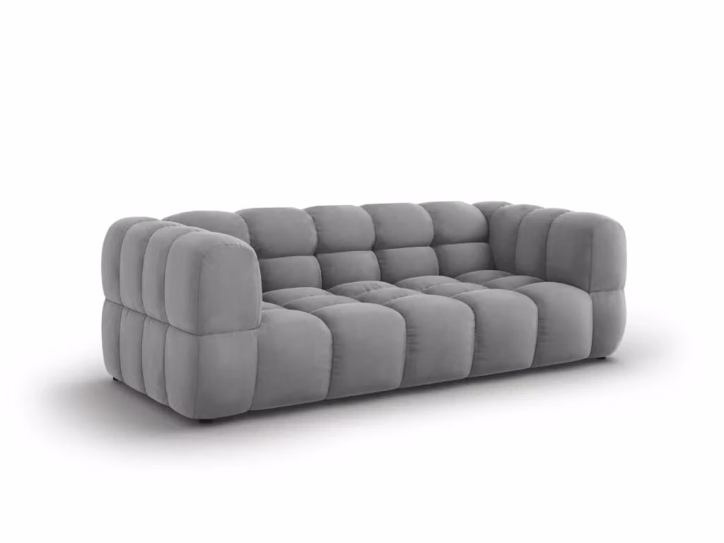 Divano Sky a 3 posti Cosmopolitan Design in velluto grigio chiaro L: 214 cm, P: 78 cm, H: 75 cm – 2