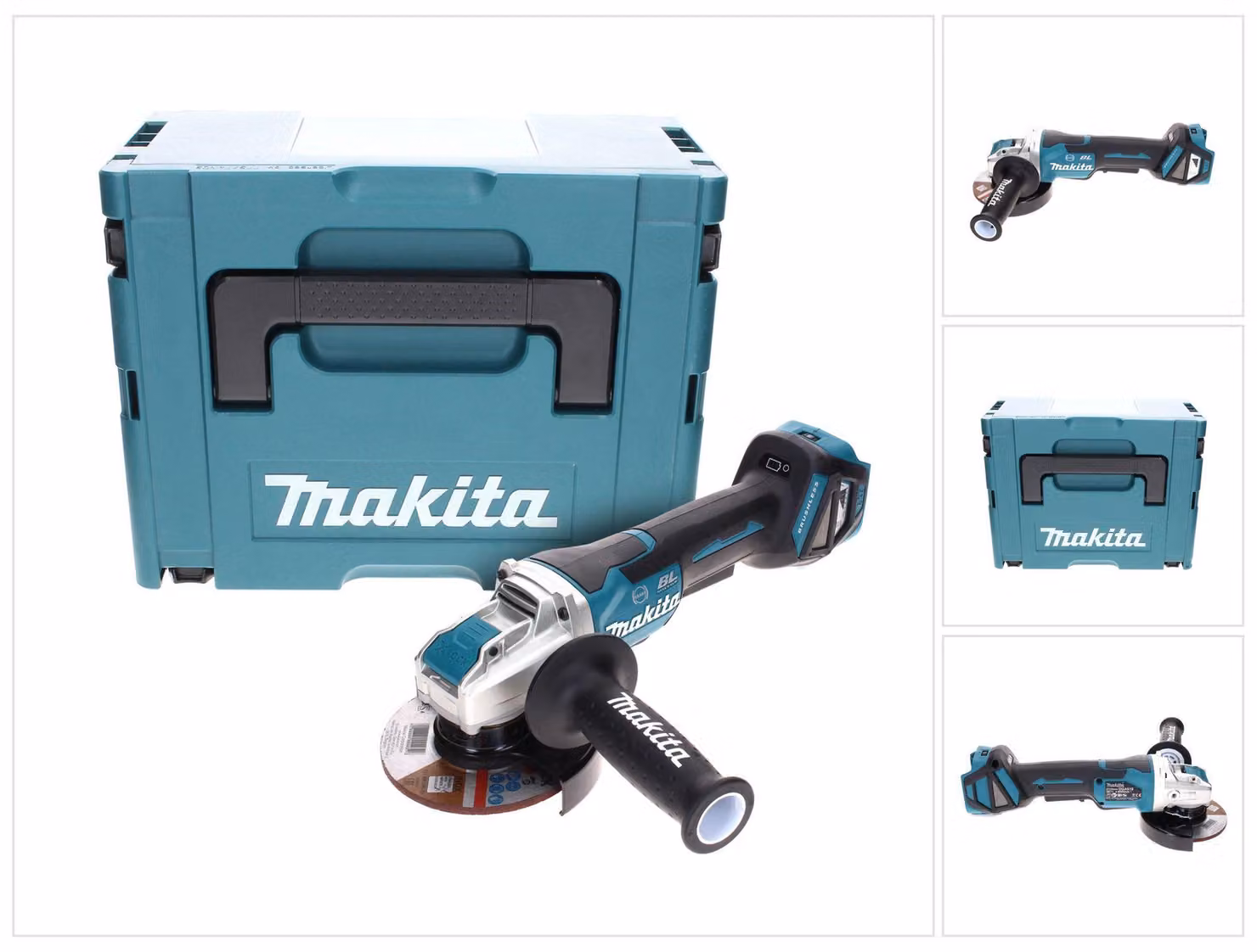 Smerigliatrice angolare a batteria Makita DGA 519 ZJ 18 V 125 mm Brushless X-Lock Solo + Makpac - senza batteria, senza caricabatterie