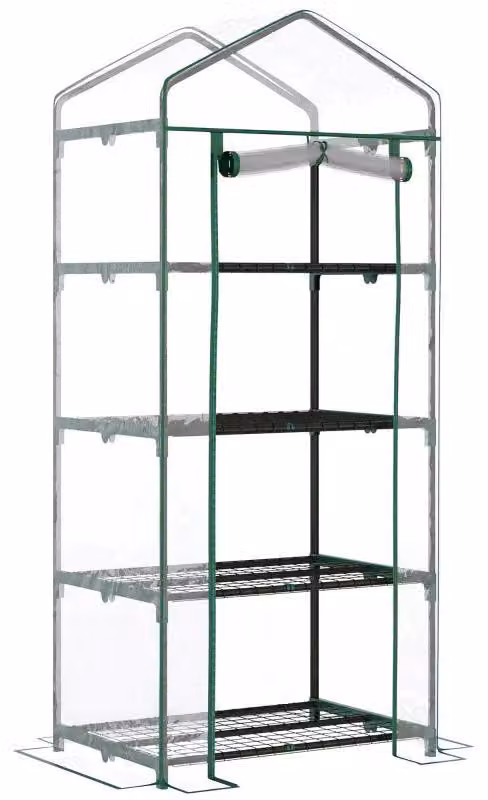 Serra a 4 piani | Colore: trasparente/verde scuro | Dimensioni: 50x70x160 cm