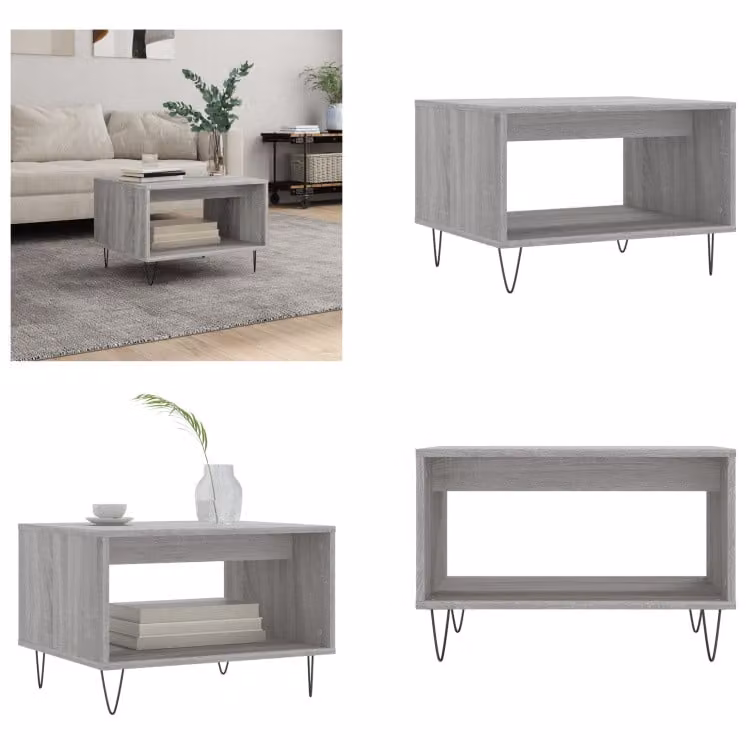 vidaXL Tavolino Grigio Sonoma 60x50x40 cm Materiale a base di legno - Tavolino - Tavoli da caffè - Tavolino - Tavolo da divano