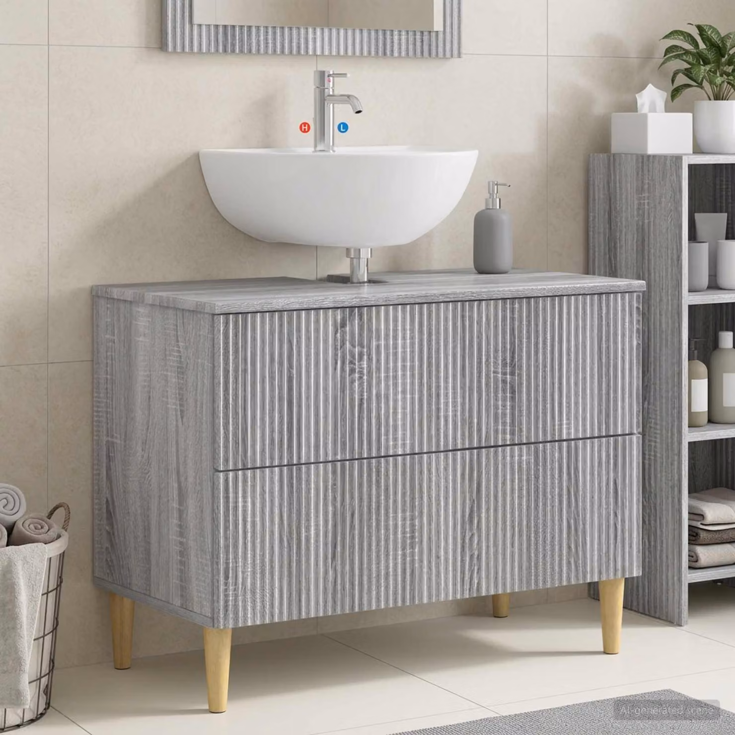 Armadio per lavabo da bagno vidaXL ARNHEM moderno in MDF grigio L: 82 cm, P: 41 cm, H: 59 cm