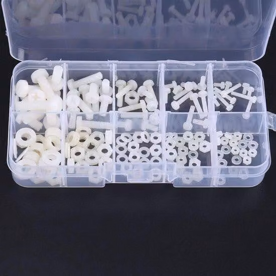 Kit di fissaggio in poliammide composto da 150 pezzi: bulloni esagonali, rondelle, viti M2/M2.5/M3/M4/M5 - varie dimensioni