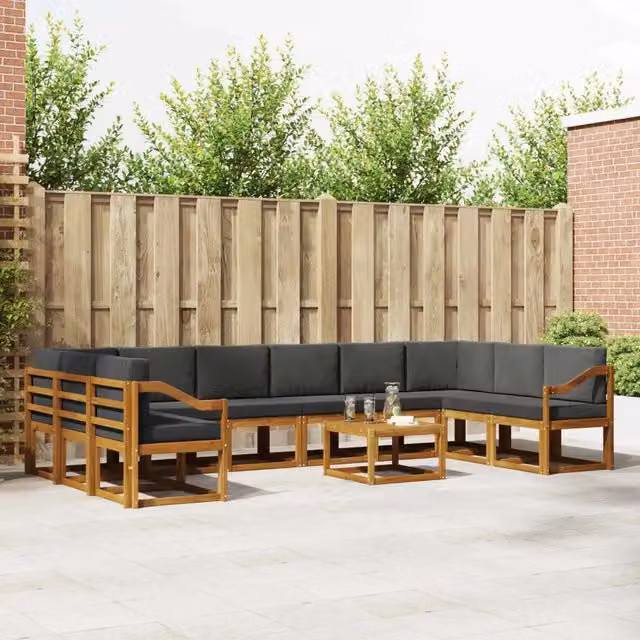 Set di divani da esterno 11 pz Naturale e Antracite 3367105