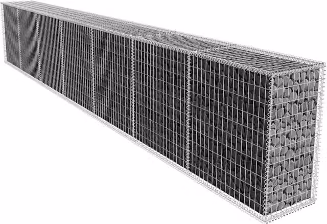 Gabbione con Copertura in Acciaio Zincato vidaXL Argento L/P/H: 600 x 50 x 100 cm – 1