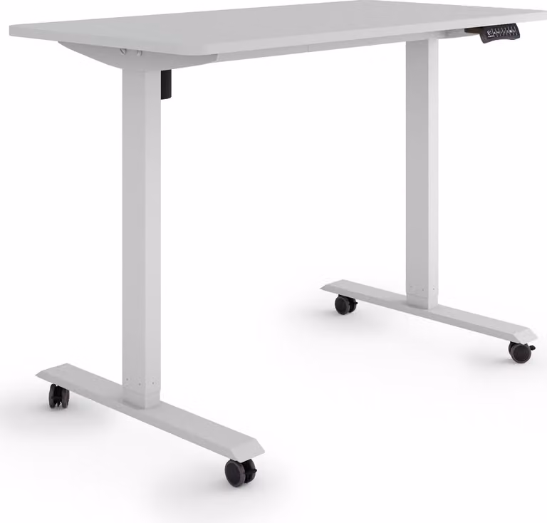 ESMART Germany ETX-121GG 120 x 60 cm Grigio chiaro Scrivania ergonomica in piedi/seduta su rotelle Regolabile elettricamente in altezza in modo continuo 78,5 - 128,5 cm 3x memoria Promemoria attività Avvio/arresto graduale