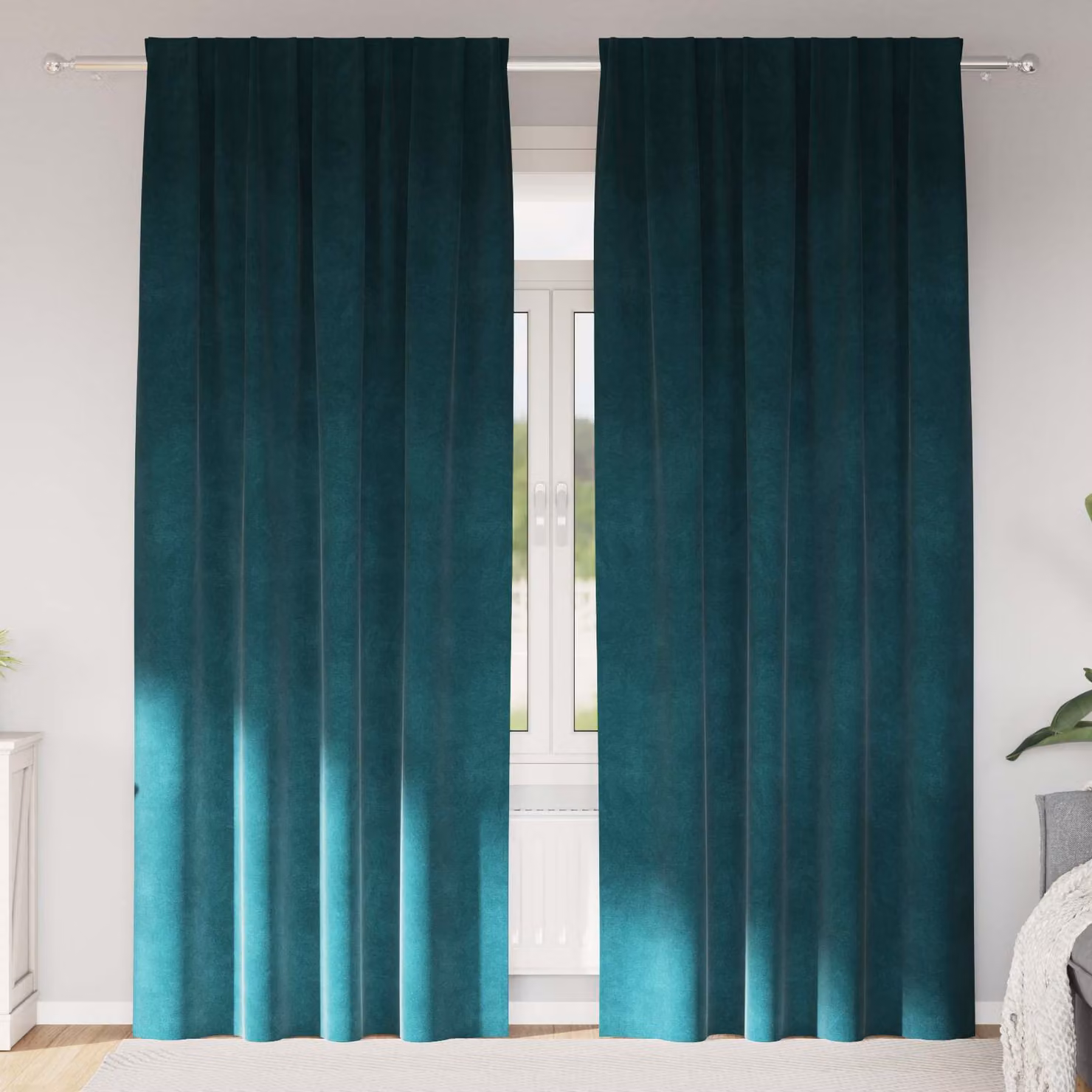 Set di 2 tende oscuranti vidaXL in velluto verde, L: 140 cm, H: 260 cm